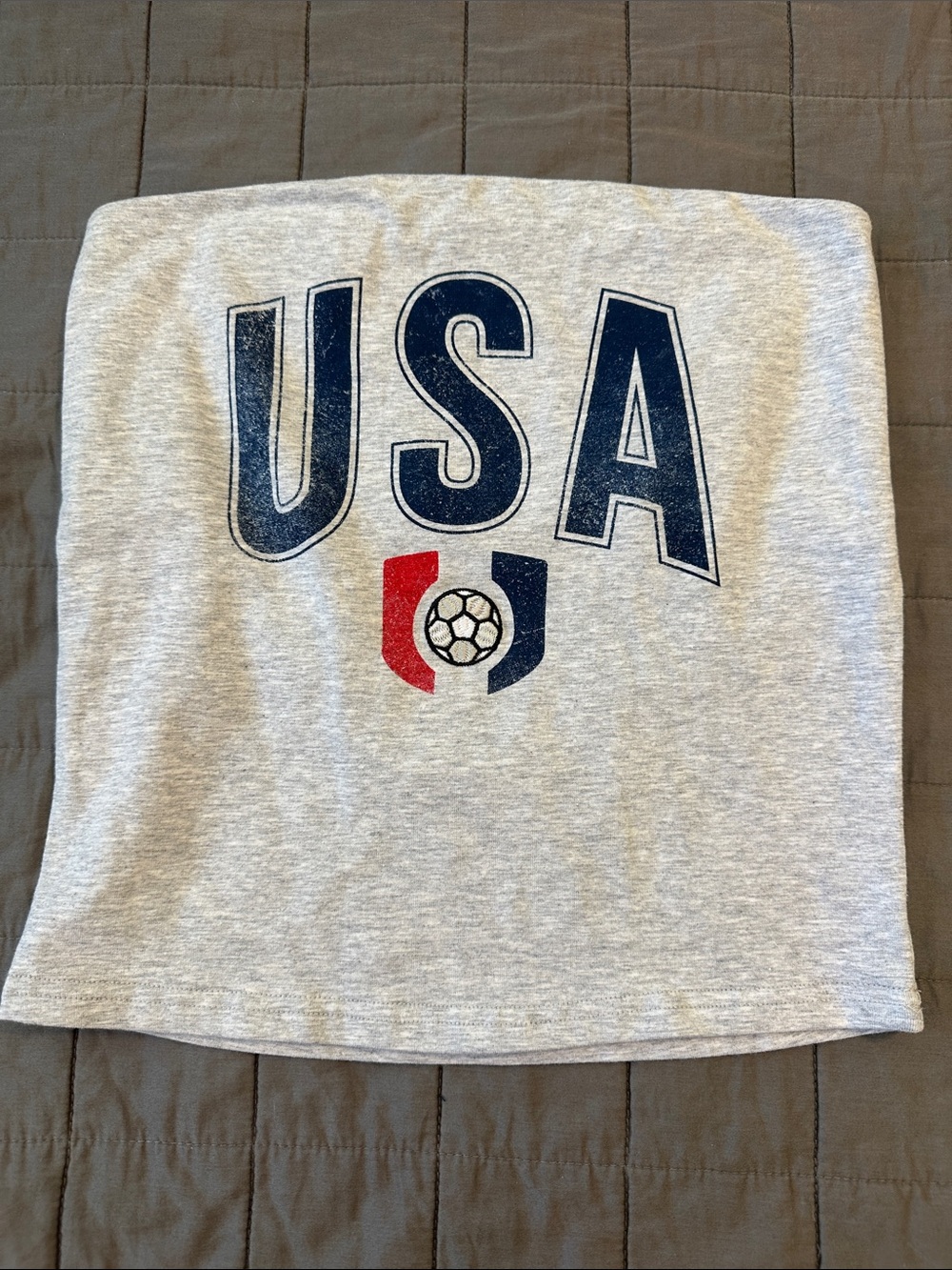Target Gray USA Graphic Crop Top with Red & Navy Accents